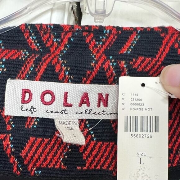 Anthropologie Dolan Red/Blue Multi Abstract Southwestern Knit Open Jacket Large - Picture 10 of 12